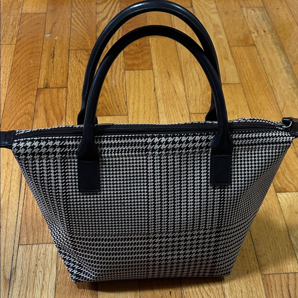 Ralph Lauren Houndstooth Black and Tan Tote
